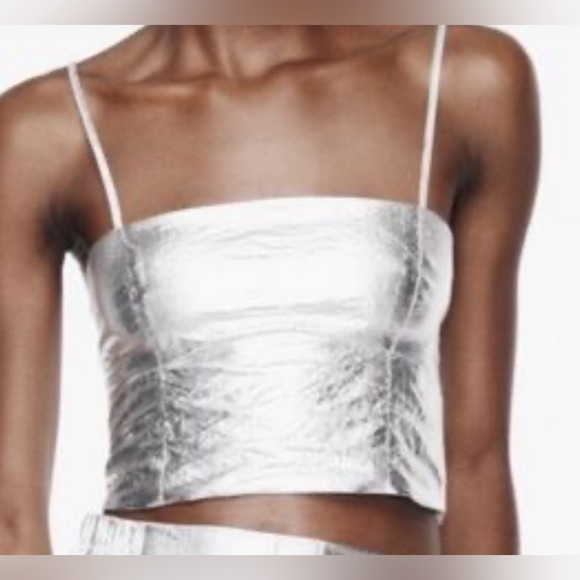 Zara Tops - NWT- Zara NWT metallic bustier, corset crop top-Large